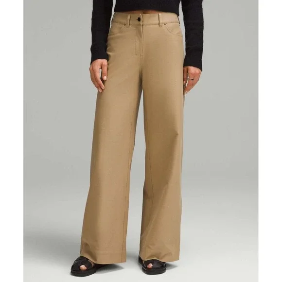 Lululemon City Sleek Utilitech Extra-Wide-Leg Pants Filbert Tan Women 26 $128 - Picture 1 of 11